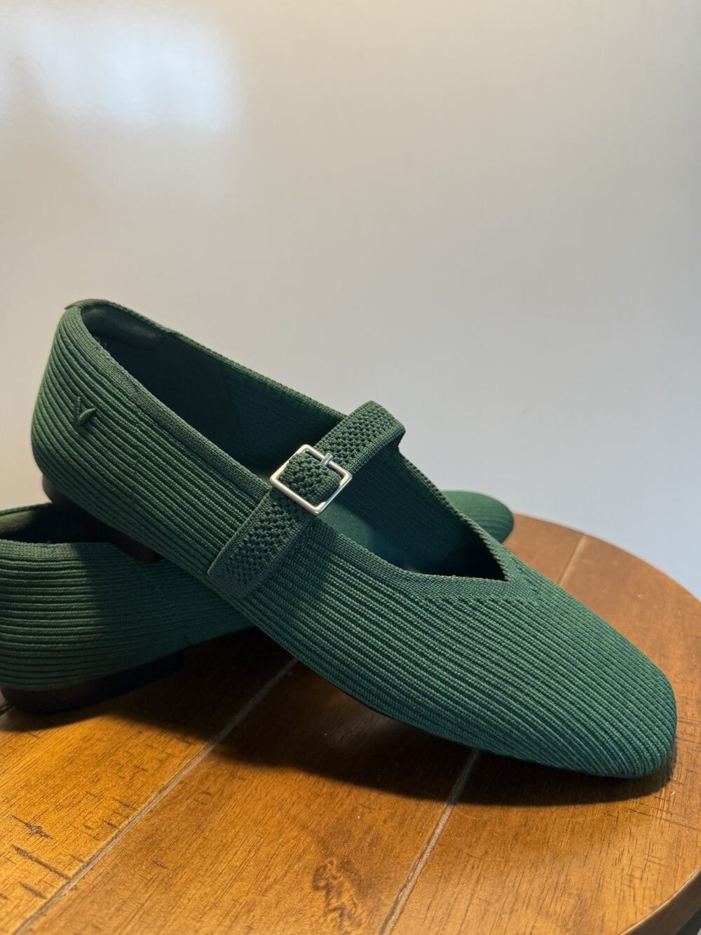 Vivaia Margot Mary Jane Forest Green Knit Ballet Flats Size 39.5 US 9 slipper